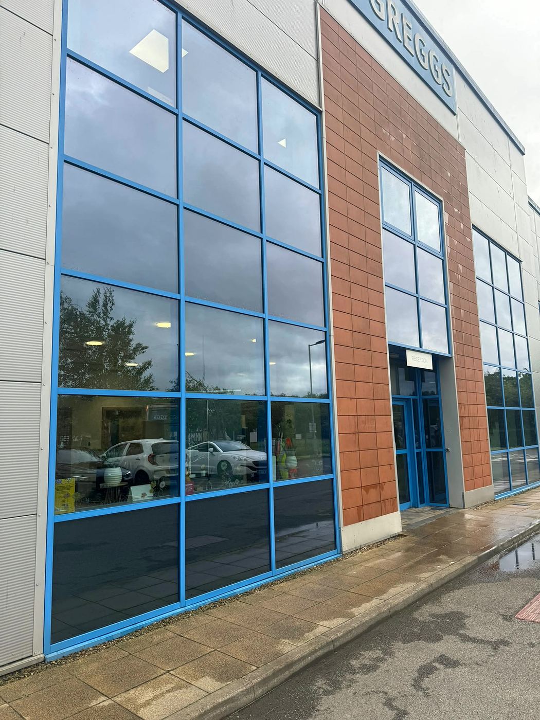Streak-free glazing at Greggs head office after cleaning